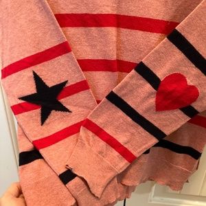 Sundry Heart & Star Striped Lightweight Sweater